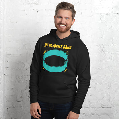 My Favorite Band funny physical therapy hoodie — Black, on model