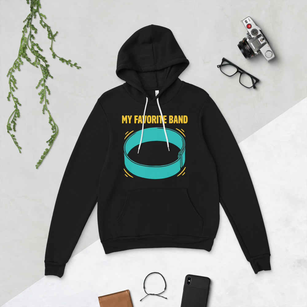 My Favorite Band funny physical therapy hoodie — Black, flat lay
