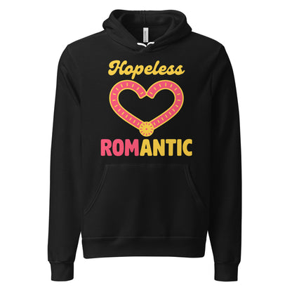 Hopeless ROMantic funny physical therapy hoodie — Black, front