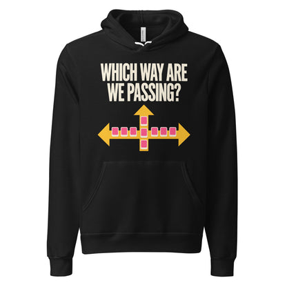 Which Way Are We Passing funny mahjong hoodie — Black, front