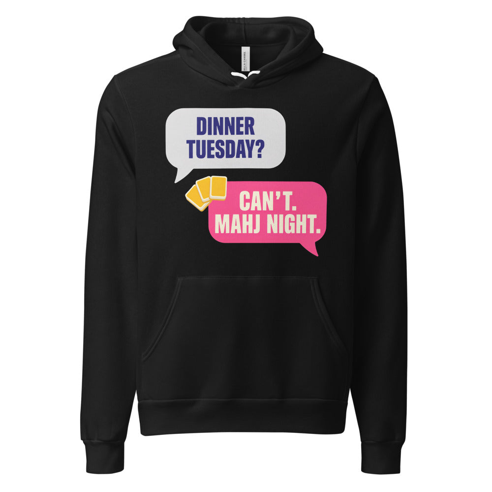 Mahj Night funny mahjong hoodie — Black, front