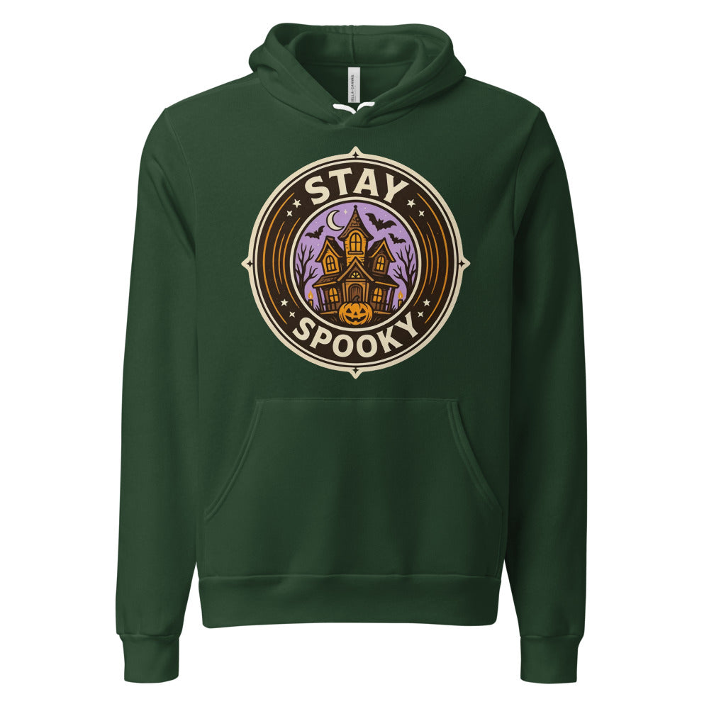 Stay Spooky retro Halloween vintage badge hoodie — Forest, front