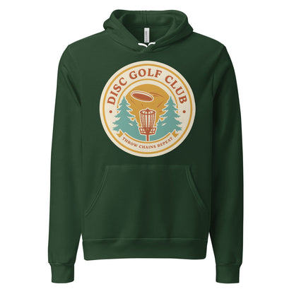 Disc Golf Club retro badge hoodie — Forest, front