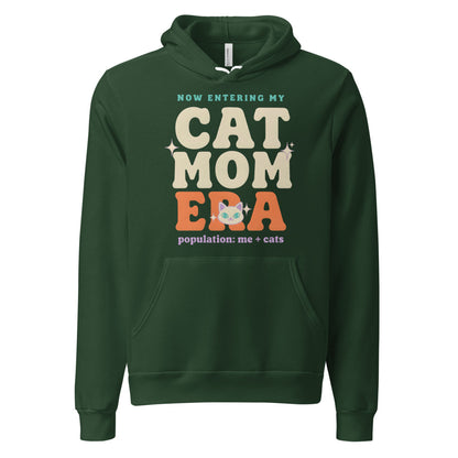 Cat Mom Era retro Y2K hoodie — Forest, front