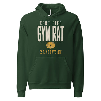 Certified Gym Rat vintage athletic hoodie — Forest, front