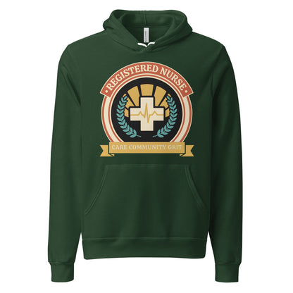 Registered Nurse vintage healthcare emblem badge hoodie — Forest, front