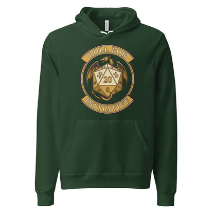 Roll For Initiative d20 dragon tabletop RPG hoodie — Forest, front