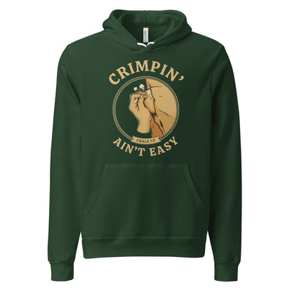 Crimpin' Ain't Easy bouldering badge hoodie — Forest, front