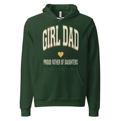 Girl Dad retro varsity hoodie — Forest, front