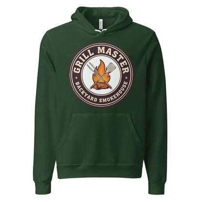 Grill Master retro backyard smokehouse hoodie — Forest, front