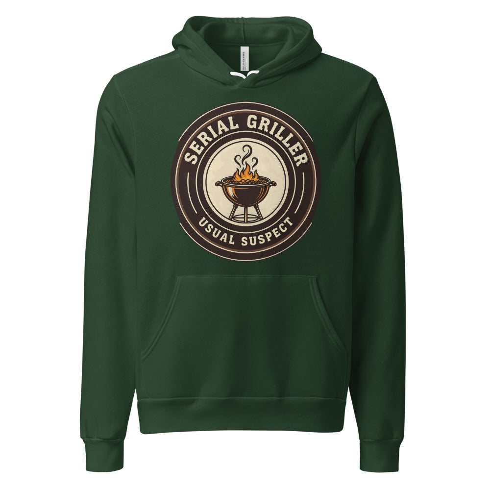 Serial Griller funny BBQ hoodie — Forest, front