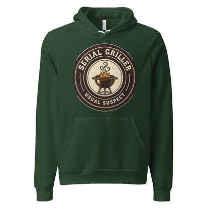 Serial Griller funny BBQ hoodie — Forest, front