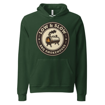 Low & Slow BBQ smoker hoodie — Forest, front