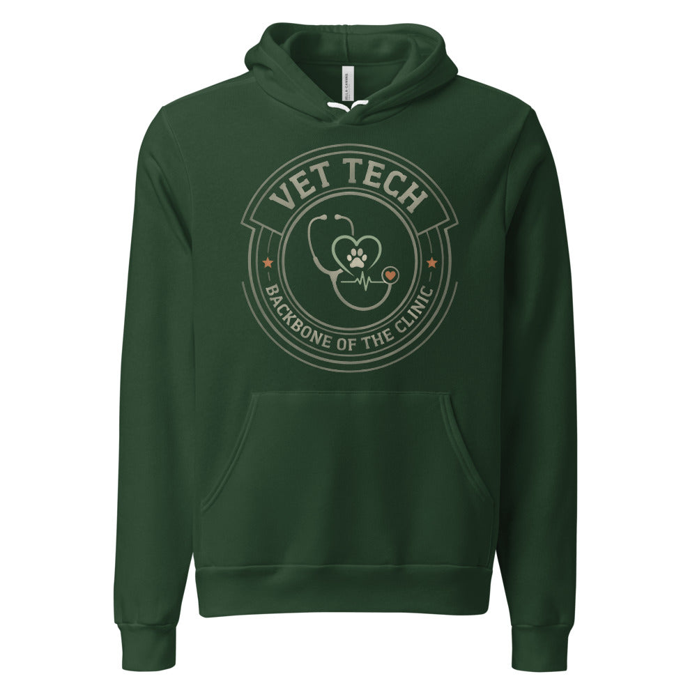 Vet Tech Crest retro veterinary technician hoodie — Forest, front