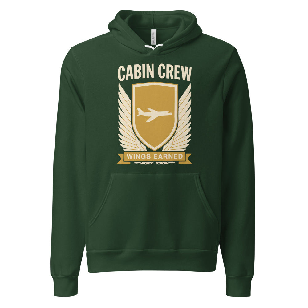 Wings Earned flight attendant hoodie — Forest, front