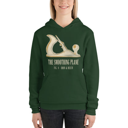 Fig. 4 The Smoothing Plane woodworking hoodie — Forest, on model