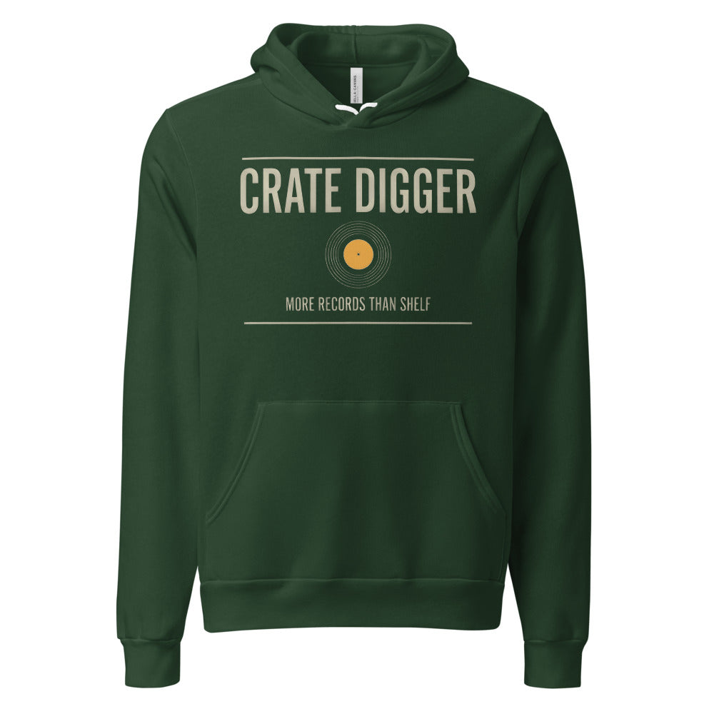 Crate Digger vinyl record hoodie — Forest, front