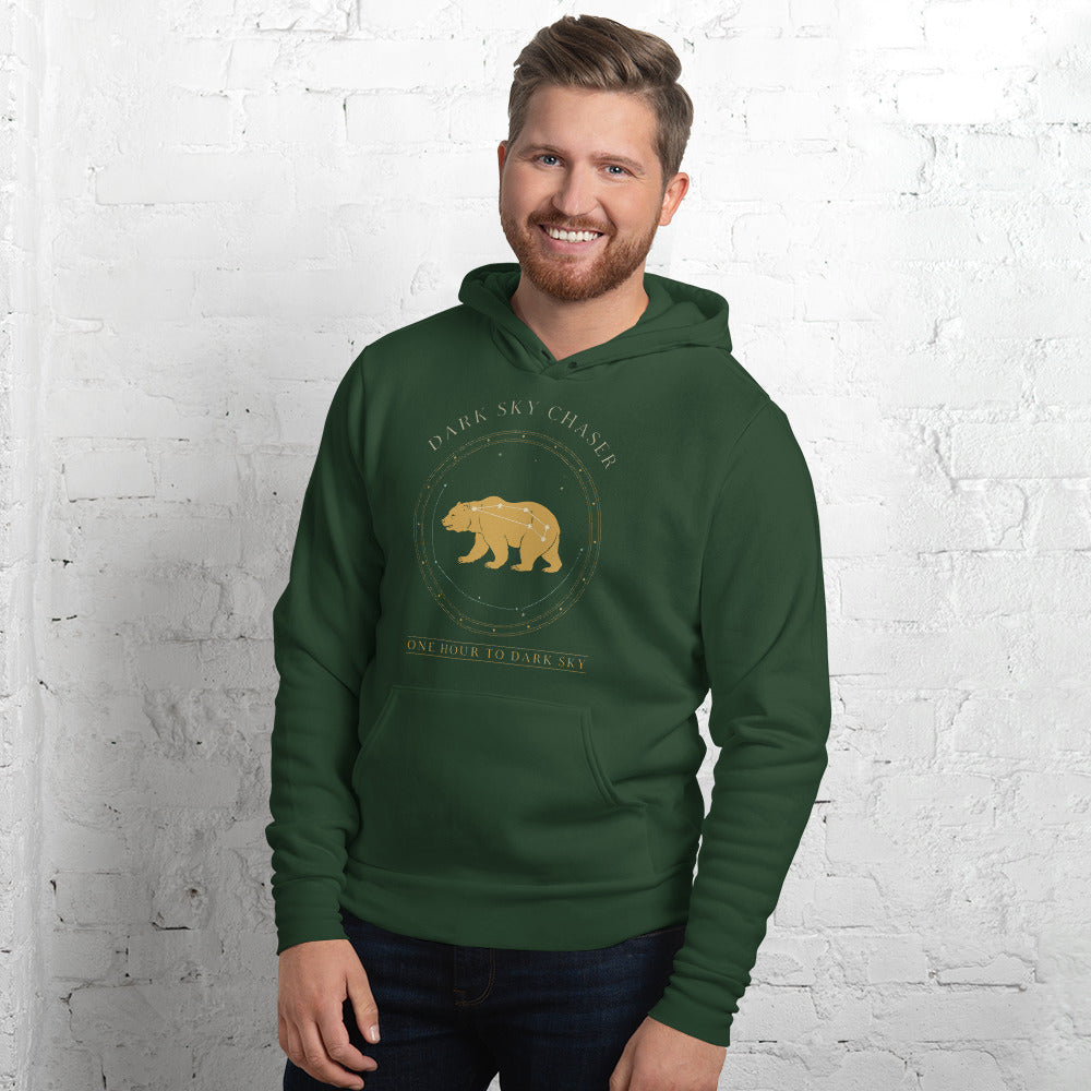 Dark Sky Chaser Ursa Major constellation astronomy hoodie — Forest, on model
