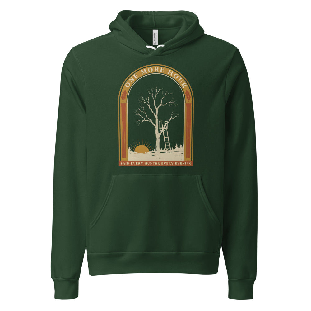 One More Hour funny deer hunting hoodie — Forest, front