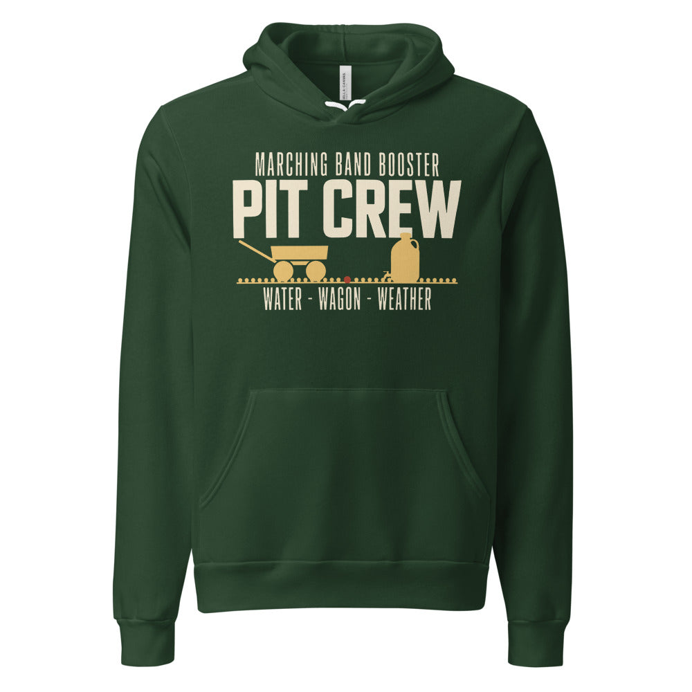 Pit Crew marching band booster hoodie — Forest, front