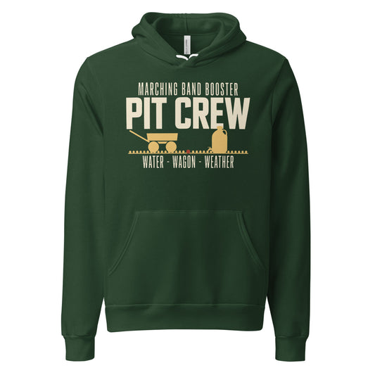 Pit Crew marching band booster hoodie — Forest, front