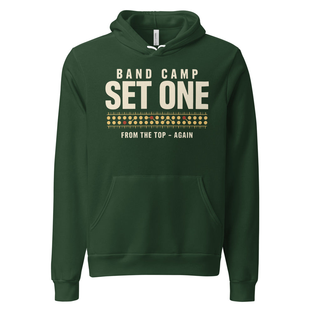 Set One marching band drill chart hoodie — Forest, front