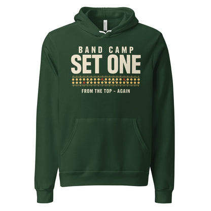 Set One marching band drill chart hoodie — Forest, front