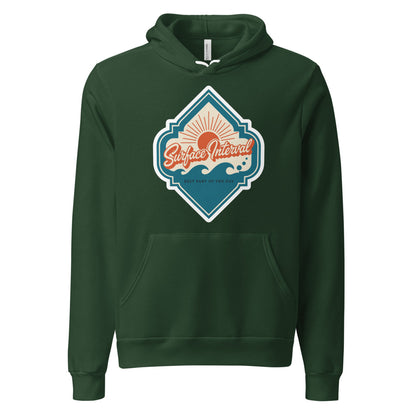Surface Interval vintage scuba diving travel decal hoodie — Forest, front