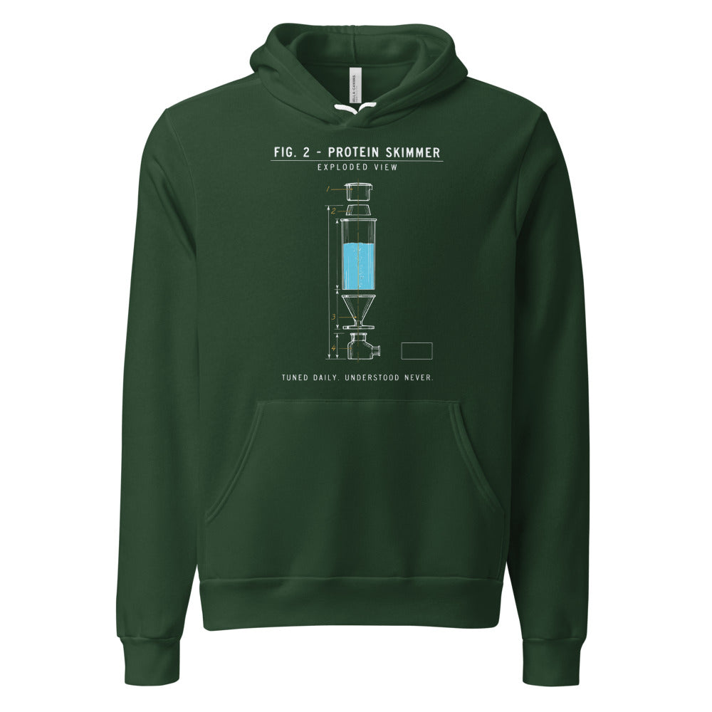 Protein Skimmer Exploded View reef tank saltwater aquarium hoodie — Forest, front