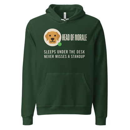 Head of Morale dog profile card unisex hoodie — Forest, front
