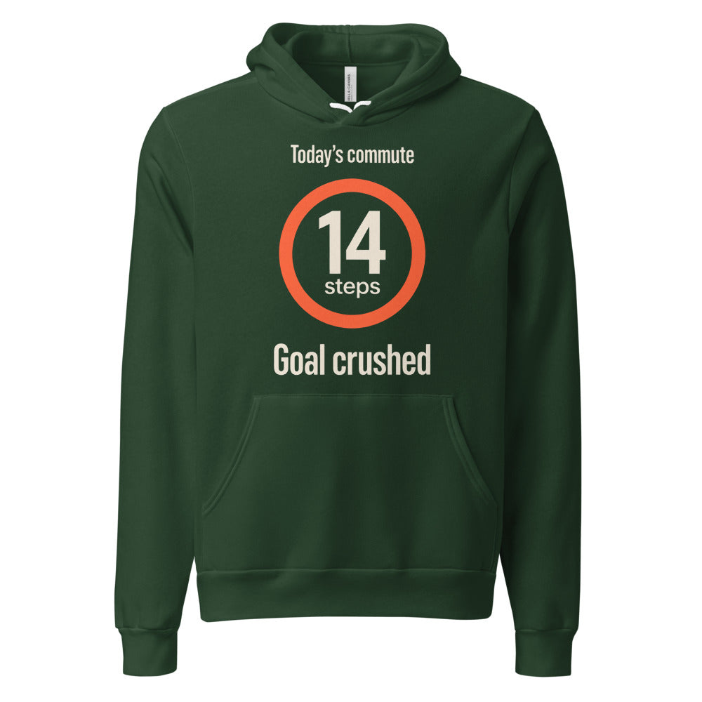 Today's Commute 14 Steps work from home unisex hoodie — Forest, front