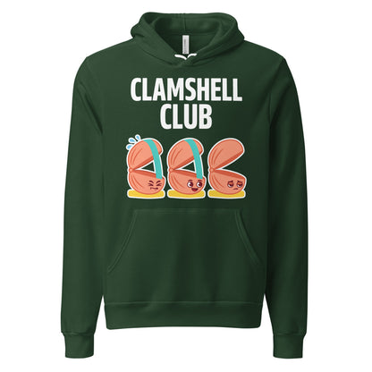 Clamshell Club funny physical therapy hoodie — Forest, front