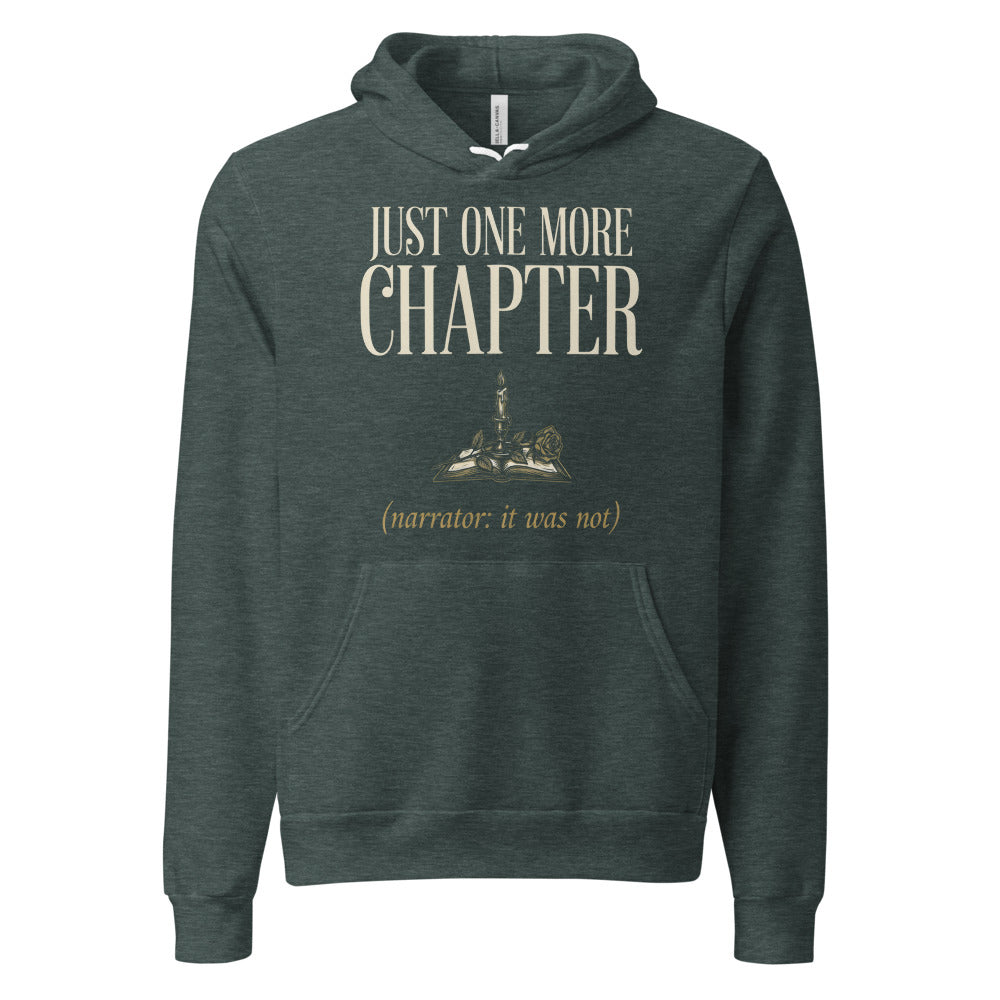 Just One More Chapter book lover dark academia hoodie — Heather Forest, front
