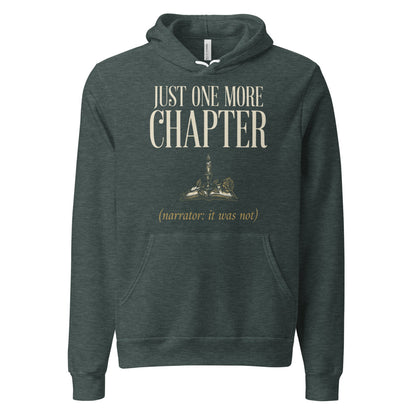 Just One More Chapter book lover dark academia hoodie — Heather Forest, front