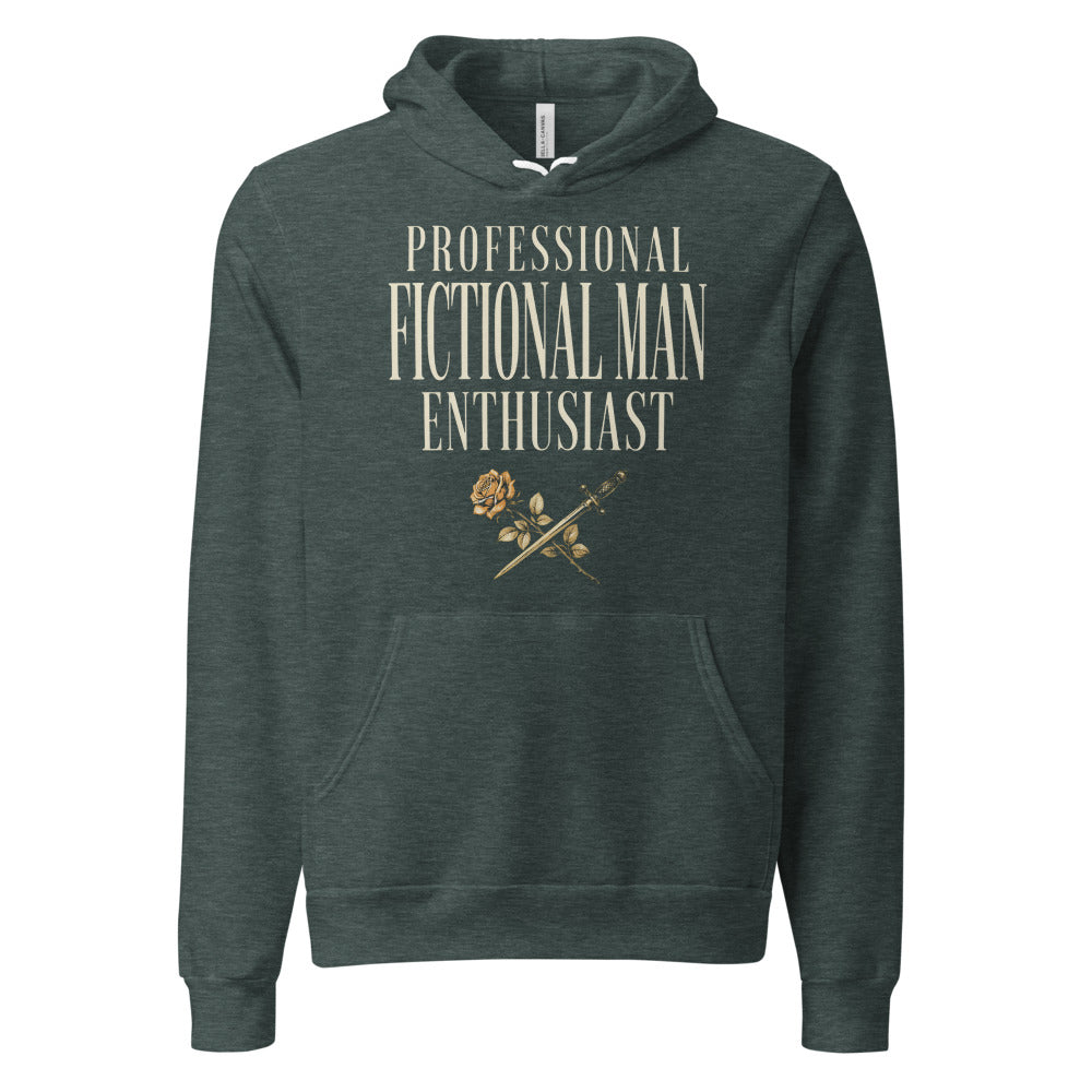 Professional Fictional Man Enthusiast book lover dark academia hoodie — Heather Forest, front