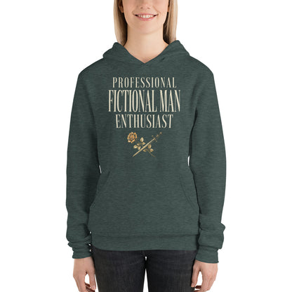 Professional Fictional Man Enthusiast book lover dark academia hoodie — Heather Forest, on model