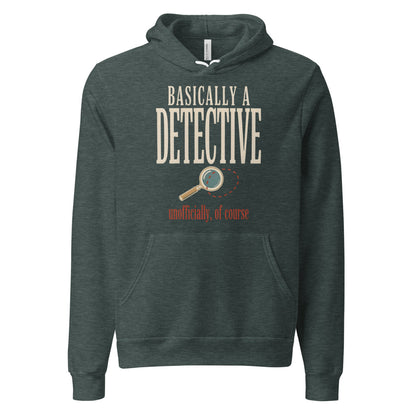Basically a Detective vintage true crime hoodie — Heather Forest, front