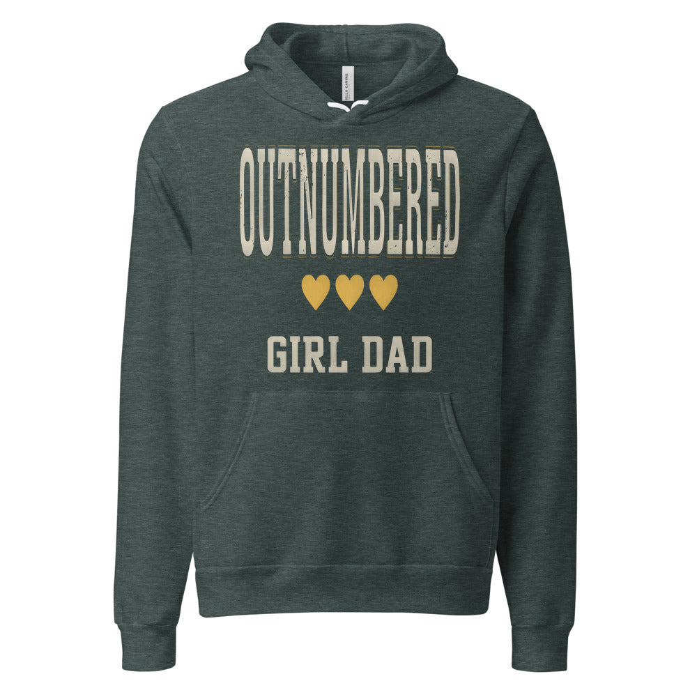 Girl Dad Outnumbered & Proud hoodie — Heather Forest, front