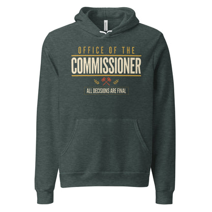 Office of the Commissioner fantasy football draft hoodie — Heather Forest, front