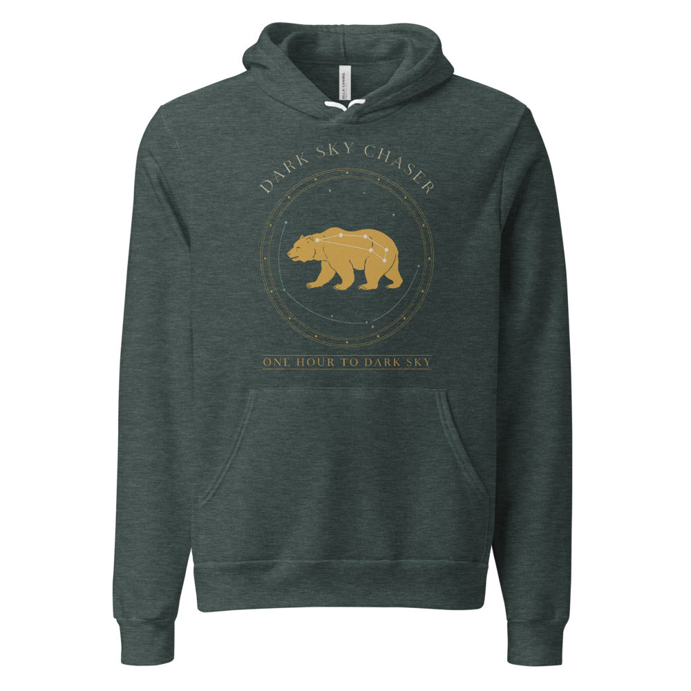 Dark Sky Chaser Ursa Major constellation astronomy hoodie — Heather Forest, front