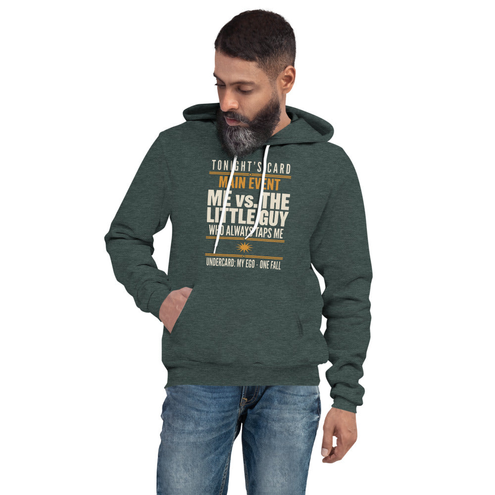 Tonight's Card funny Brazilian jiu jitsu hoodie — Heather Forest, on model