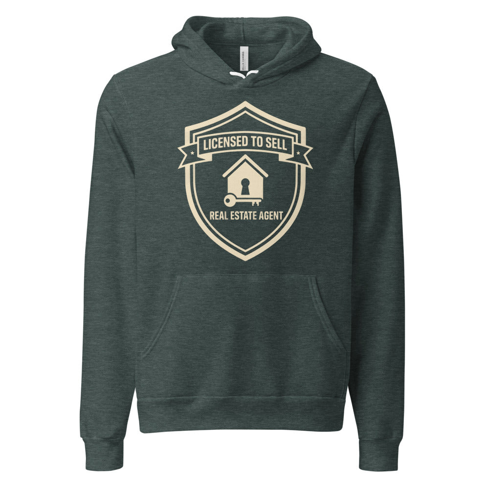 Licensed to Sell real estate agent hoodie — Heather Forest, front