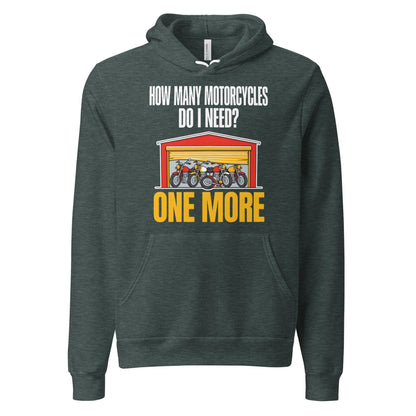 One More funny motorcycle hoodie — Heather Forest, front