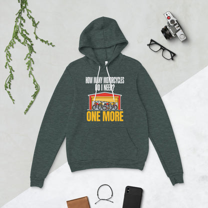 One More funny motorcycle hoodie — Heather Forest, flat lay