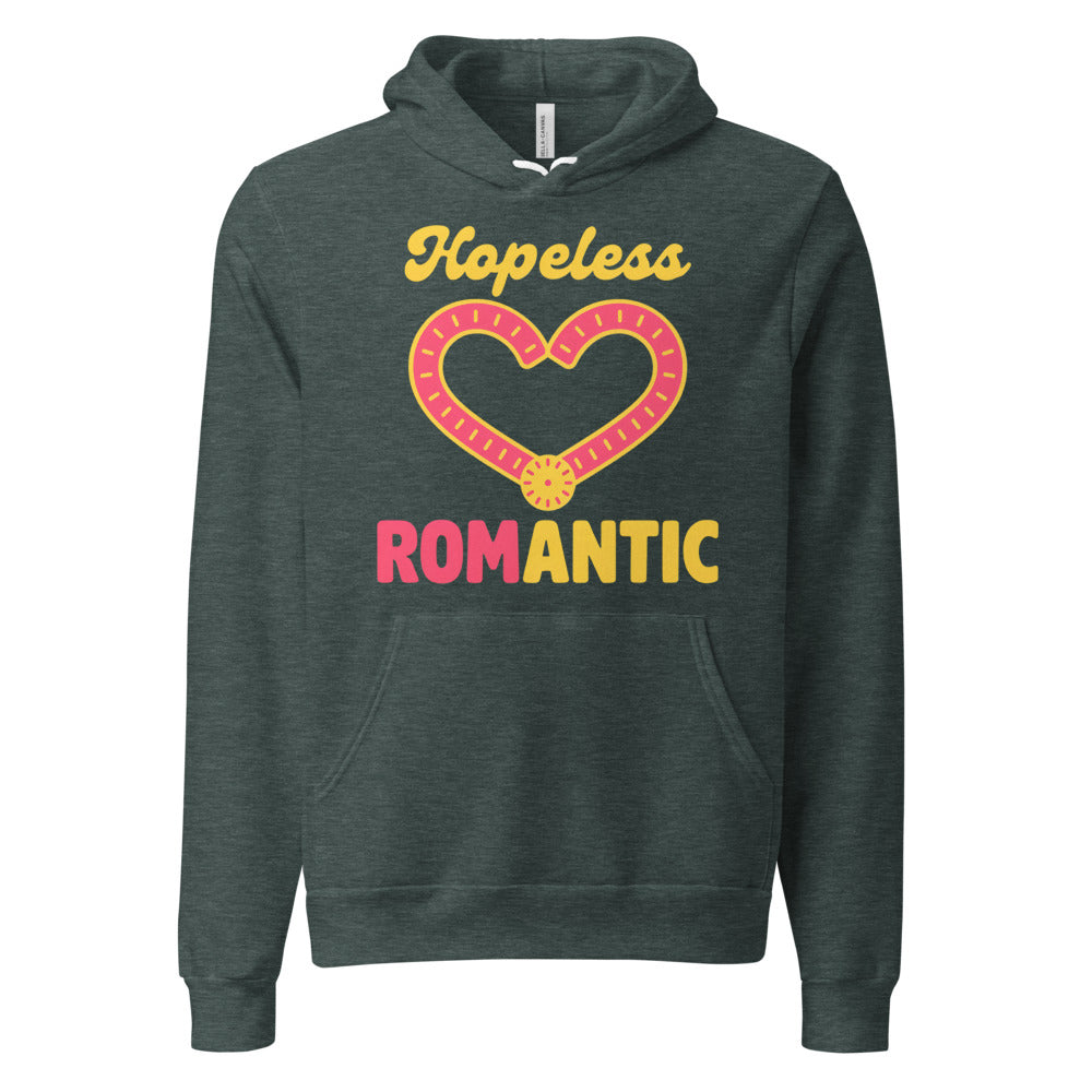 Hopeless ROMantic funny physical therapy hoodie — Heather Forest, front