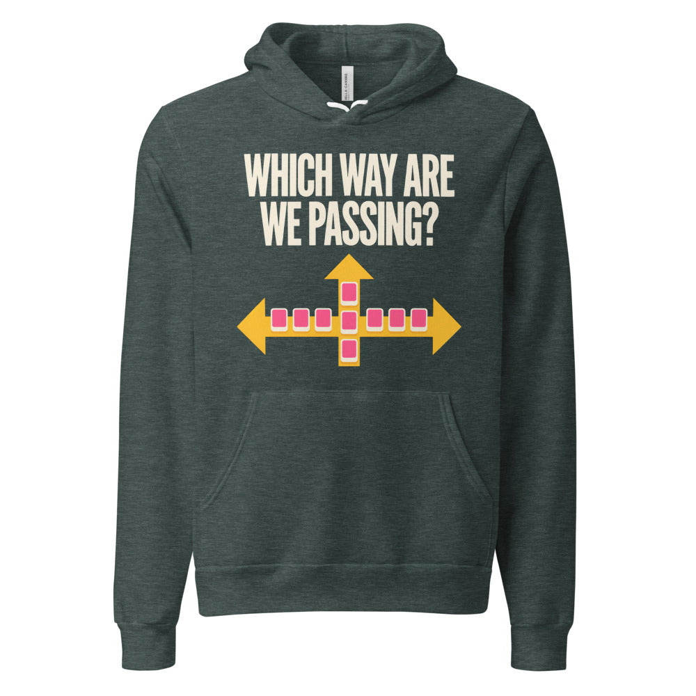Which Way Are We Passing funny mahjong hoodie — Heather Forest, front