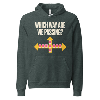Which Way Are We Passing funny mahjong hoodie — Heather Forest, front