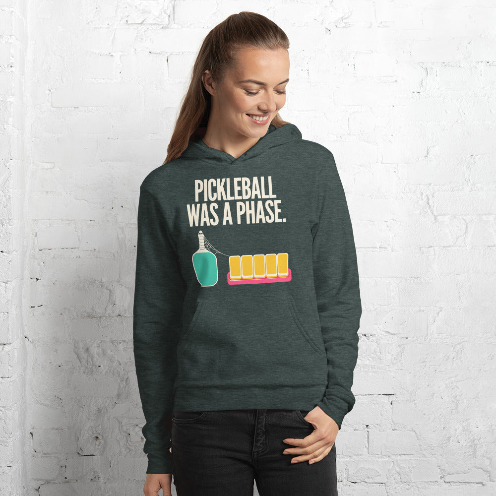 Pickleball Was A Phase funny mahjong hoodie — Heather Forest, on model