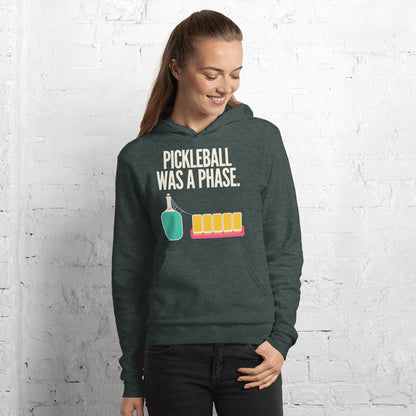 Pickleball Was A Phase funny mahjong hoodie — Heather Forest, on model