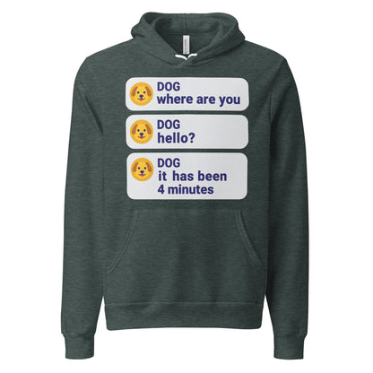 It Has Been 4 Minutes funny dog dad hoodie — Heather Forest, front
